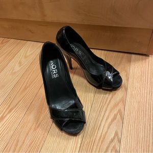 KORS patent leather peep toe pumps